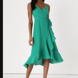 Lulus Manhattan green wrap dress NWT
